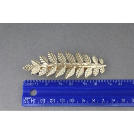 Gold laurel leaf leaves metal barrette clip hair claw bridal prom 3 3/8" long