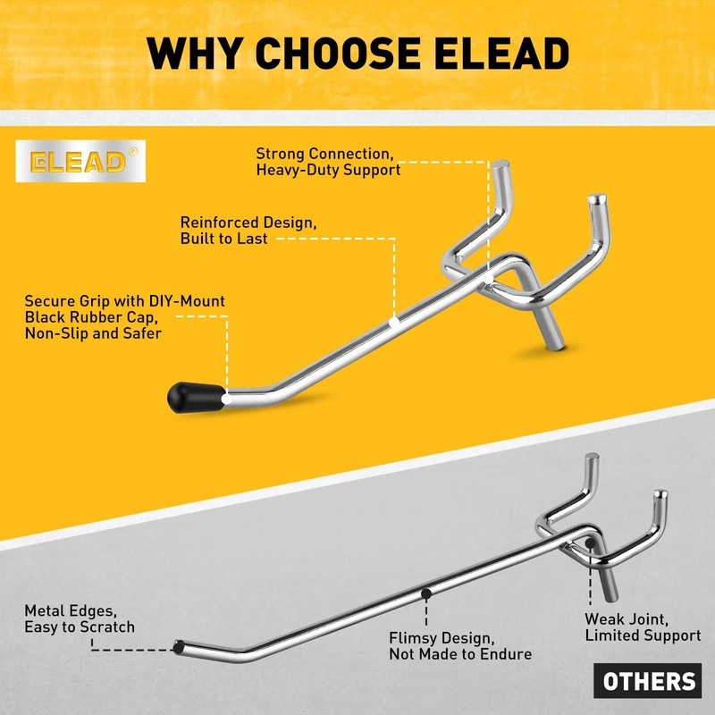 ELEAD 55Pcs 2 Inch Pegboard Hooks Set