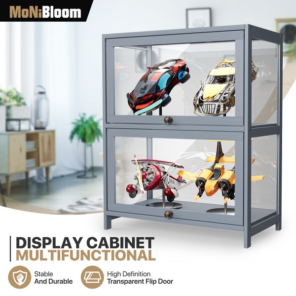 MoNiBloom 2 Tiers Display Case Clear Acrylic Mounted-Deskto