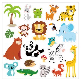 Frienda 500 Pcs Cute Jungle Animals Stickers for Kids Zoo Safari Animal Stickers for Kids Toddlers Adults Gifts Home Classroom Nursery Prizes Zoo Party Teacher Supplies Decorations