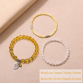 Bolinailo Citrine Bracelet for Women, Flower Birthstone Natural Healing Crystal Bracelet, Citrine Bead Bracelet for Women Anxiety Stress Relief, Citrine Jewelry Bracelet Charm Birthday Gifts