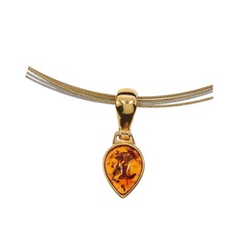 Artisana-Schmuck Amber Pendant Small Drop Pendant (without Chain) Made of Amber and Gold-Plated 925/000 Sterling Silver, Baltic Amber Gold-plated 925/000 sterling silver, Amber