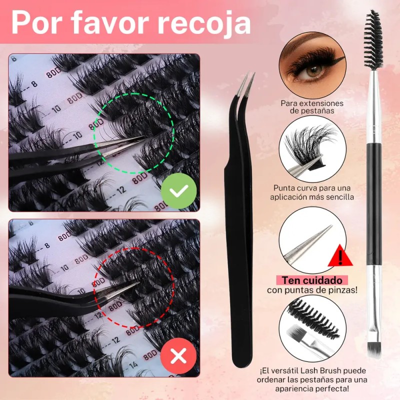 Kit De Extensión Lash Diy Lash Clusters 8-16mm 600 Pcs