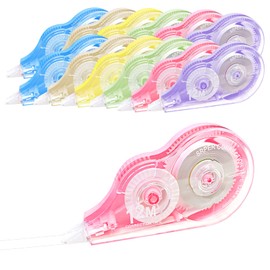 12-Pack White Out Correction Tape - Easy-to-Use Applicator, 39 Feet Each, Whiteout Correction Tape for Marking, Crafting, Scrapbooking, Note Taking, Office and School Supplies (Colorful)