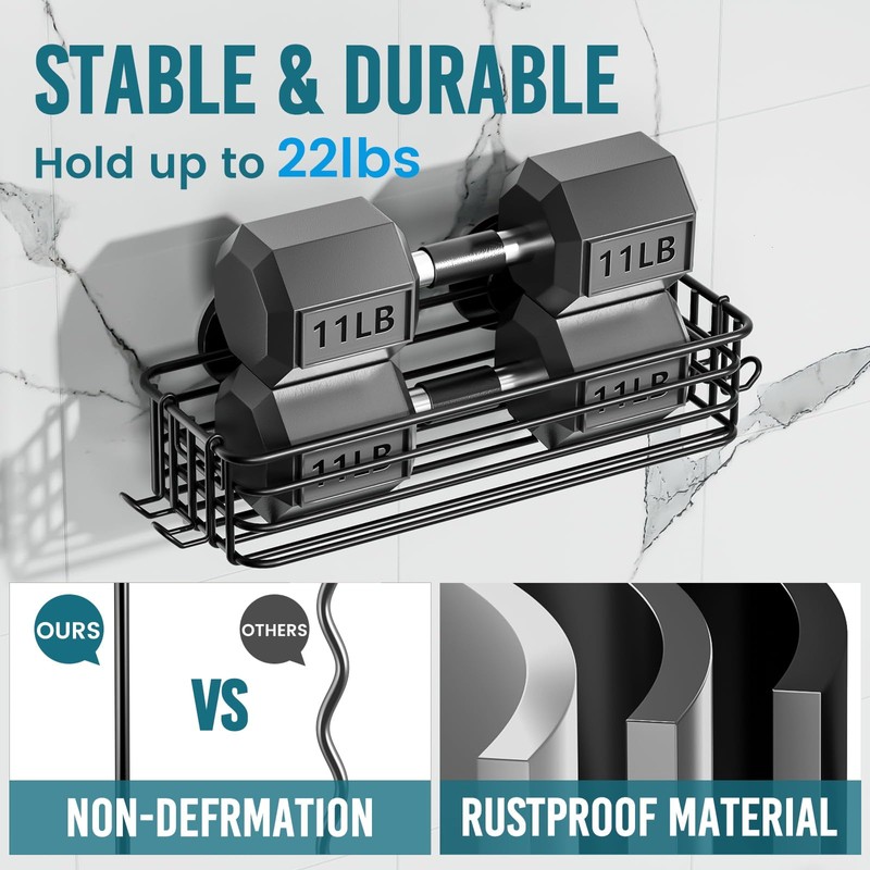TAILI Shower Caddy Suction Cup 2 Pack with Hooks &