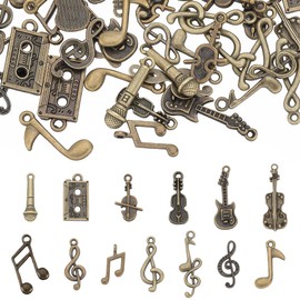 SUNNYCLUE 78Pcs 13 Styles Musical Instrument Charms Music Charm Bulk Small Antique Bronze Music Notes Tibetan Charms Note Charm for jewellery Making Charms Keychain Dangles Earring Necklace DIY Crafts