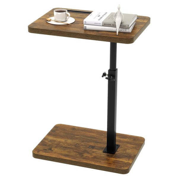IBUYKE C Shaped Side Table, 360° Swivel Height Adjustable End