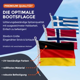 FLAGLY Premium Boat Flag Portugal 30 x 45 cm - 115 g/m² Fabric Weight - Printed, Robust with Knit & Loop, Boat Accessories Motor Boat (30 x 45 cm - Portugal)