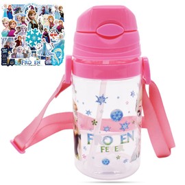 BZQCPLX Ice and Snow Water Bottle Flip up Straw 350ml, Kids Reusable, Leakproof Durable Drink Bottle Ideal for School Nursery Sports Picnic