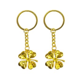 St. Patrick's Day Lucky Four Leaf Clover Keychain Good Luck Charm Keyring for a Little Gift Brings Luck and Positive Vibe (Gold)