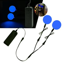 Ourbest Led Eyes EL Glowing Panel, Flexible led Eyes for Skeleton Pumpkin Electroluminescent Panel Cuttable Cosplay Props Mask Decor, Blue M 30mm