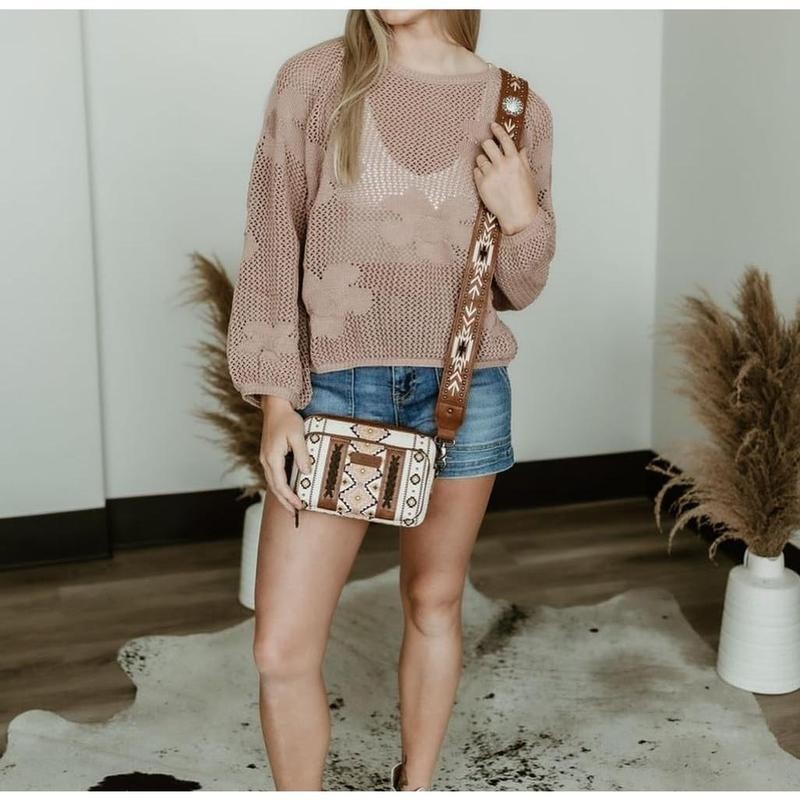 Wrangler Crossbody Bag for Women Boho Aztec Small Multi Pocket