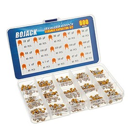 BOJACK 15 tipos de valores, 600 unidades de condensadores de cerámica Surtido Kit de condensadores de 10 pf a 100 nF en una caja