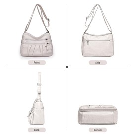 ModaZeal Ladies Shoulder Bags Soft PU Leather Handbags for Women Multi Pockets Crossbody Bag Waterproof Messenger Bag Lightweight Travel Bags (Beige)