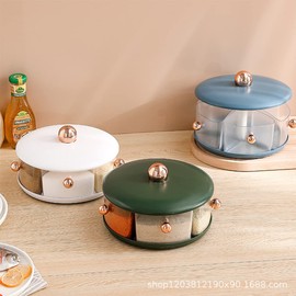 DEOTPSMI Rotating Spice Box, Large Capacity, 5 Compartments, Detachable Design, Suitable for Kitchen, Restaurant, Coffee Shop, BBQ (Green)