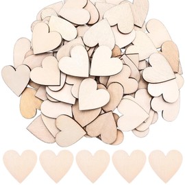 100PCS 3cm Wooden Hearts for Crafts, Natural Unfinished Wood Heart Slices for Christmas Valentines Day Birthday Party Wedding Guest Book Decor DIY Projects