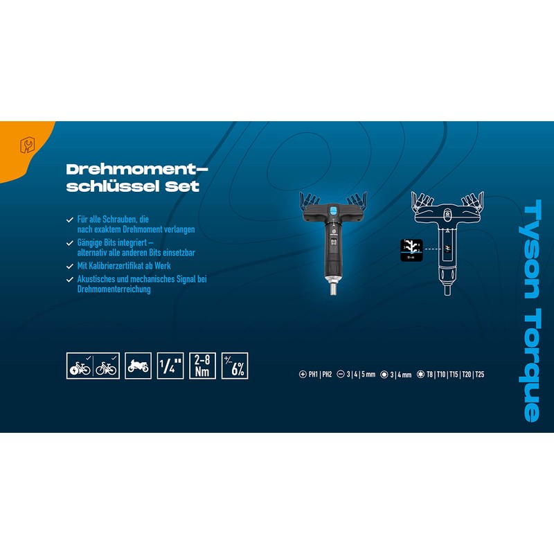 BIKE BROZ Tyson T by 1/4 Inch Torque Wrench for