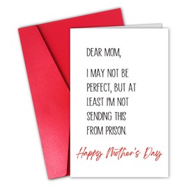 CSMOSJgreetings Funny Mother’s Day Card from Daughters Son, Humorous Mother’s Card for Mother, At Least Not from Prison, happy mothers day card