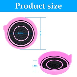 Bittwee 2PCS Car Cup Coaster, Silicone Vehicle Insert Water Bottle Mats Spill Holder, Non-Slip Waterproof Cup Holders, Automotive Interior Cup Pad Accessories, Universal for Most Cars（Black/Pink）
