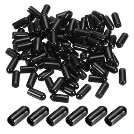 PATIKIL 5MM Vinyl Rubber End Caps, 150 Pack Flexible Bolt Screw Covers Caps Round Thread Protector Caps for Metal Tubing Rod Bolts, Black