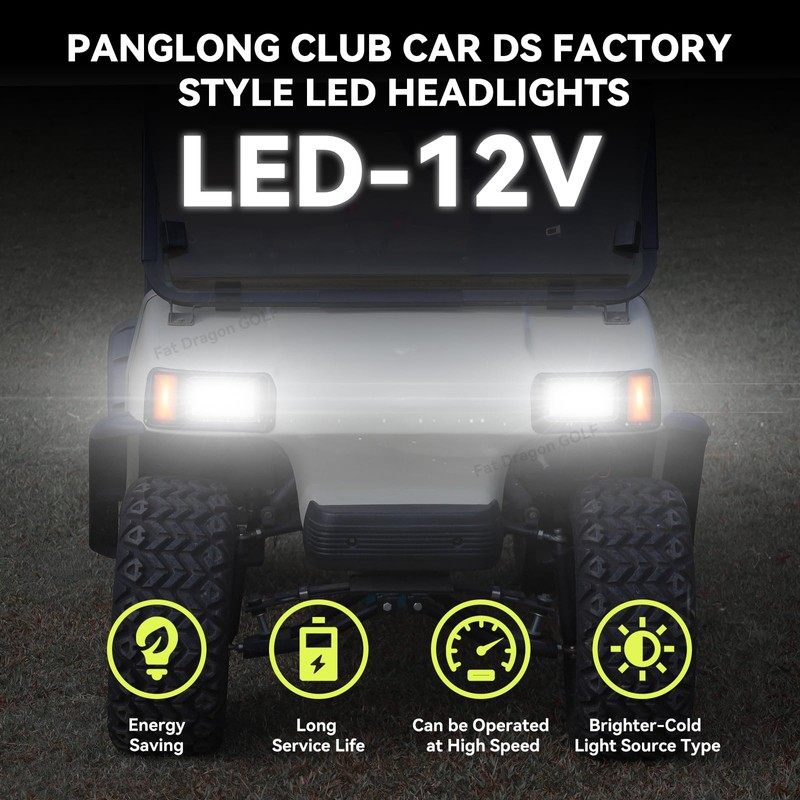 Panglong Club Car DS LED Headlight Kit with Adapter Wire,
