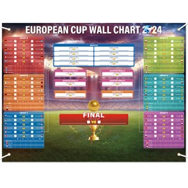 iwiio Wall Chart for Euros Football 2024 Decorations - 70x100cm Wallchart To Track All The Scores and Schedule Through to the Final Cup - Home, Office, Bar Poster
