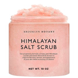 Brooklyn Botany Himalayan Salt Body Scrub - Moisturizing and Exfoliating Body, Face, Hand, Foot Scrub - Fights Stretch Marks, Fine Lines, Wrinkles - Great Gifts for Women & Men - 10 oz