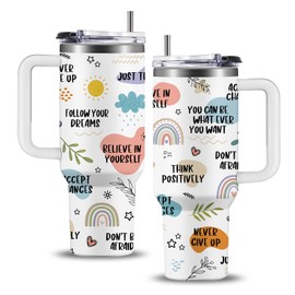WWHSAI Positive Daily Affirmations Tumbler - Mental Health Gifts for Women, Inspirational Motivational Gifts for Women, Sobriety Present for Self Love Girl - Positive Affirmation Gift Coffee Cups 40oz