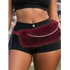 Wriidy Fur Leather Belt Red Women Punk Belt Wide Bead
