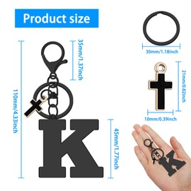 Letter Keyring Alphabet Initial Letter Keychain Christian Keyring Gift for Women A-Z Alphabet Initial Letter Key Chain with Cute Cross Pendant Letter Initials Charms for Purse Handbags Keyring(K)