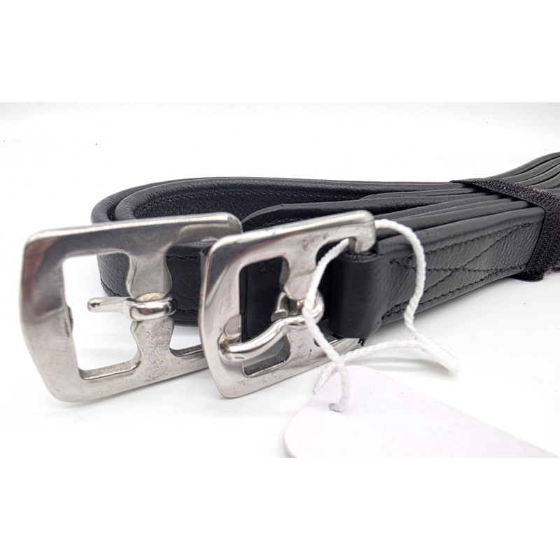 Black Soft Leather Stirrup Leathers for Adult Horses 1 Inch