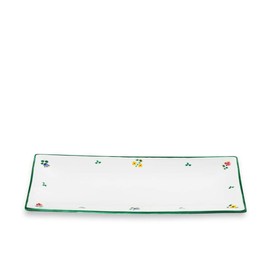 GMUNDNER KERAMIK Rectangular Plate Size: L 36 cm x W 15 cm x H 2.8 cm Scattered Flower Tableware, Handmade in Austria
