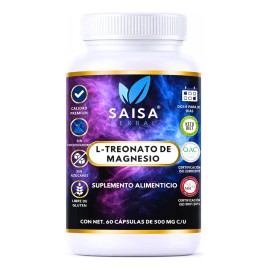 Treonato Magnesio Suplemento Alimenticio 100 Puro Saisa Herbal Cápsulas Alta Absorción Reduccion Estrés Mejorar Memoria Concentración
