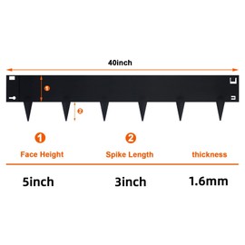 YXJSTO 5 Pack Steel Landscape Edging,Metal Landscape Edging 40 Inch Strips, Metal Garden Edging 8 inch Depth, Steel Edging for Landscaping