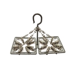 Foldable Plastic Peg Airer – 16 Pegs – For Drying Small Garments – Indoor and Outdoor Use (Grey)