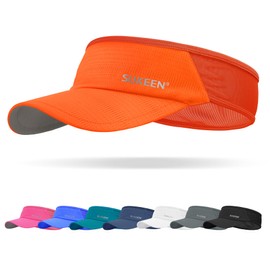 Sukeen Sports Sun Visor Men Women Lightweight Packable Cooling Stretchy Visor Hat for Running, Tennis, Golf Orange