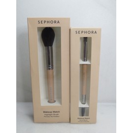 SEPHORA MAKEUP MATCH  HIGHLIGHT BRUSH & BROW BRUSH LOT OF 2