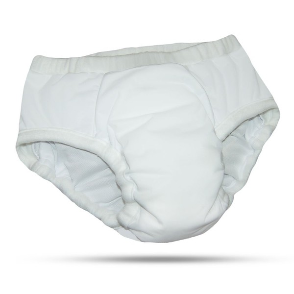 Pañal de tela reutilizable para adultos, ropa interior de incontinencia con gran absorción. Patas suaves y cintura y bolsillo para añadir más relleno, Blanco, Large