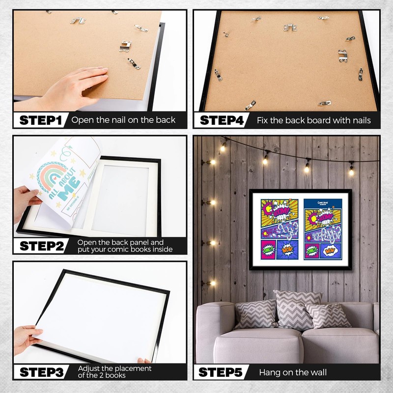 Geetery Double Comic Book Frame, Showcase 2 Comic Books, UV