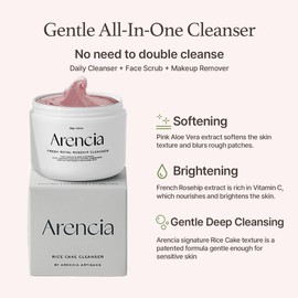 ARENCIA Arencia Rosehip Brightening Rice Mochi Face Cleanser & Daily Scrub - Moisturizing, Exfoliating & Deep-Cleansing - All Skin Types with Rice Powder & Rice Water (4.23oz)