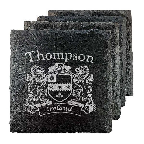 Thompson Irish Coat of Arms Slate Coasters - Set of
