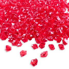 Super Z Outlet 1" Acrylic Color Ice Rock Crystals Treasure Gems for Table Scatters, Home Vase Fillers, Event, Wedding, Arts & Crafts, Birthday Decoration Favor - (Pack of 120) (Red)