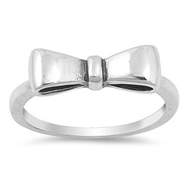 Oxidized Bow Ribbon Gift Knot Fashion Ring .925 Sterling Silver Band Size 6