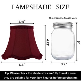 GO&SO Burgundy Silk Chandelier Shades Set of 6 with Dark Petal Braid Clip-On Lampshades (3.15"x5.5"x4.72"H), Handwoven Mini Chandelier Shades for Table/Wall/Ceiling Lights, Victorian Sconce Shades