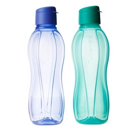 Tupperware Botella de agua de plástico con tapa abatible (1000 ml, 2 unidades)
