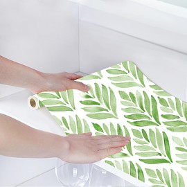 HAOKHOME Drawer Shelf and Cabinet Liner, Self-Adhesive Drawer Liners, Peel and Stick Liner Paper Kitchen Cabinets and Cupboard, Bathroom Drawers, Green White 17.7in x 6.5ft