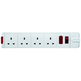 Masterplug SWFG4W-MP 4-Fach Steckdosenleiste mit Netzschalter, ohne Stecker und Kabel, 13 A, weiß