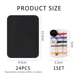 24 Pieces Iron on Patches, 1 Sewing Kit, Iron on Patches for Clothes, Square Iron on Patches for Clothes, Repair Kit for Clothes