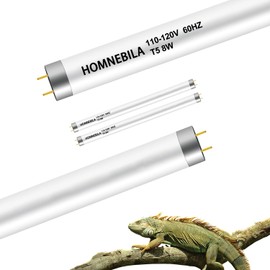 Homnebila T5 10.0 UVB Reptile Light Bulb 8W, UVA UVB Light Bulb for Reptiles, 2 Pack Reptile UVB Lamp Tube 12 Inch, for Bearded Dragon, Lizards, Chameleons