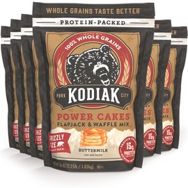 Kodiak Grizzly Size Power Cakes Mix, Buttermilk, High Protein,100% Whole Grains (Pack of 6 Bags)